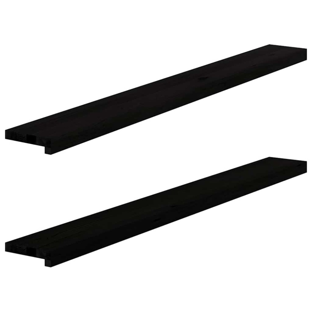 vidaXL Περβάζια παραθύρων 2 τεμ. Καφέ-Μαύρο 140x15x2εκ. Μασίφ Ξύλο Δρυός