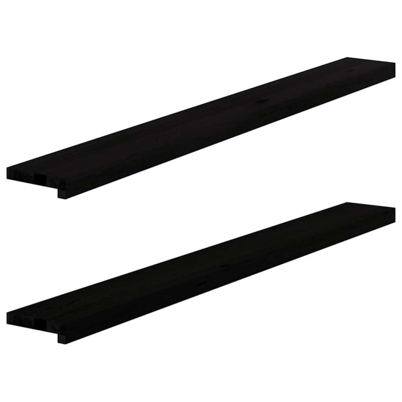 vidaXL Περβάζια παραθύρων 2 τεμ. Καφέ-Μαύρο 140x15x2εκ. Μασίφ Ξύλο Δρυός