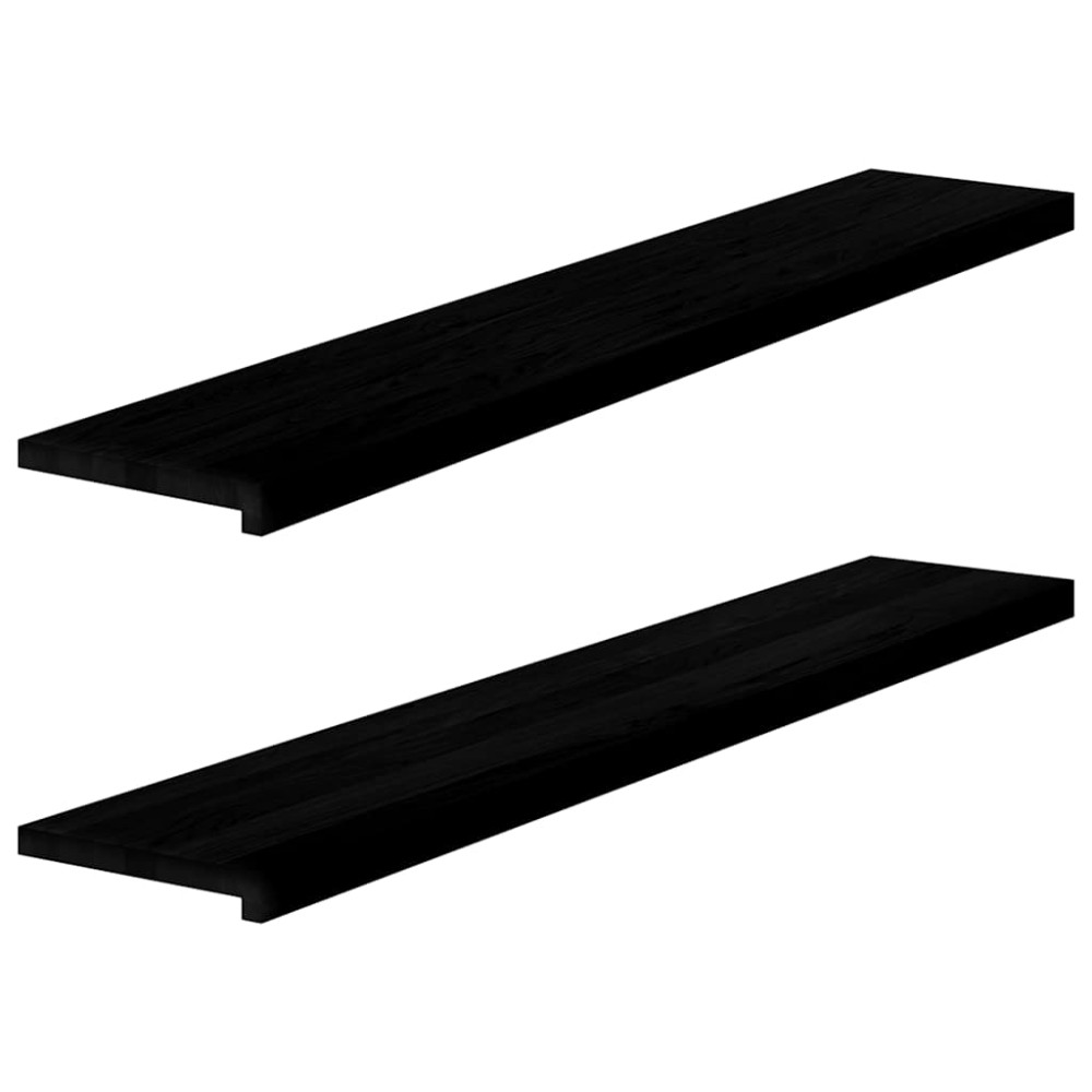 vidaXL Περβάζια παραθύρων 2 τεμ. Καφέ-Μαύρο 140x25x2εκ. Μασίφ Ξύλο Δρυός