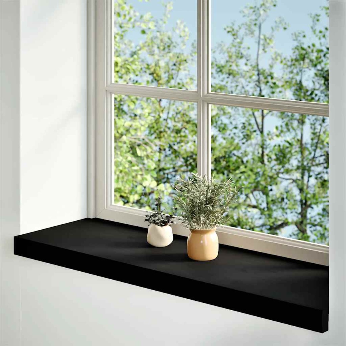 vidaXL Περβάζια παραθύρων 2 τεμ. Καφέ-Μαύρο 80x30x2 εκ. Μασίφ Ξύλο Δρυός