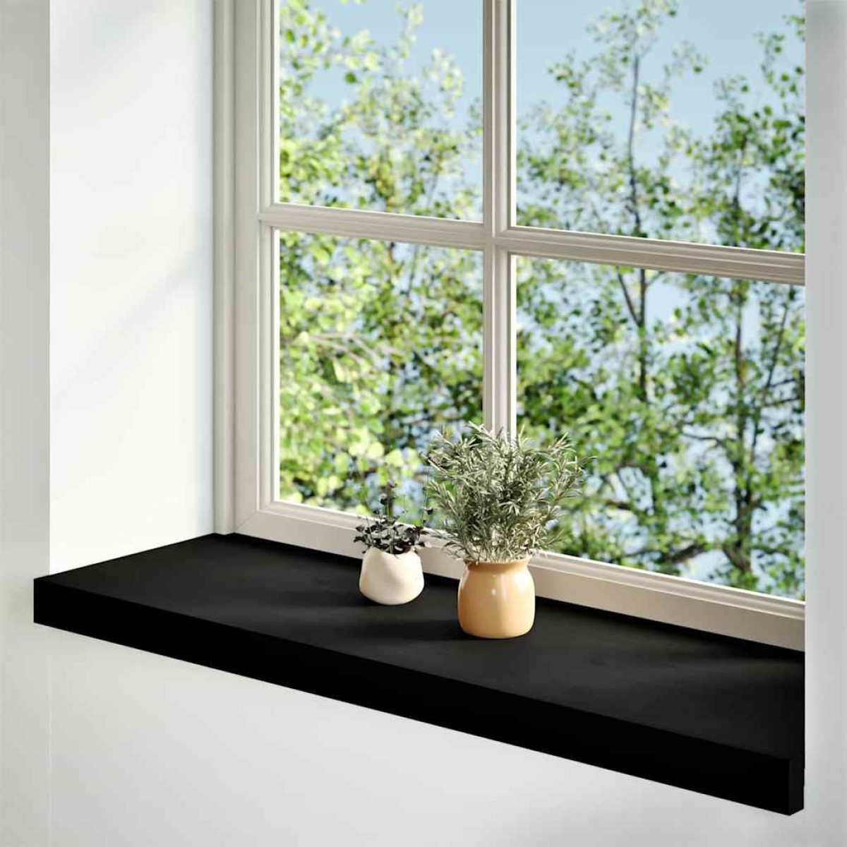 vidaXL Περβάζια παραθύρων 2 τεμ. Καφέ-Μαύρο 90x30x2 εκ. Μασίφ Ξύλο Δρυός