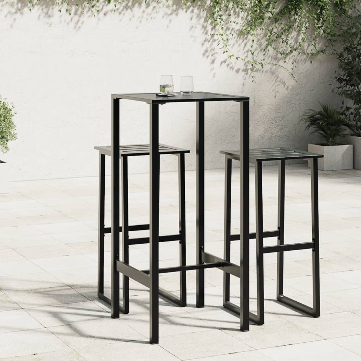 vidaXL Τραπέζι Μπαρ Μαύρο 50x50x110 εκ. από Ατσάλι με Ηλ. Βαφή Πούδρας