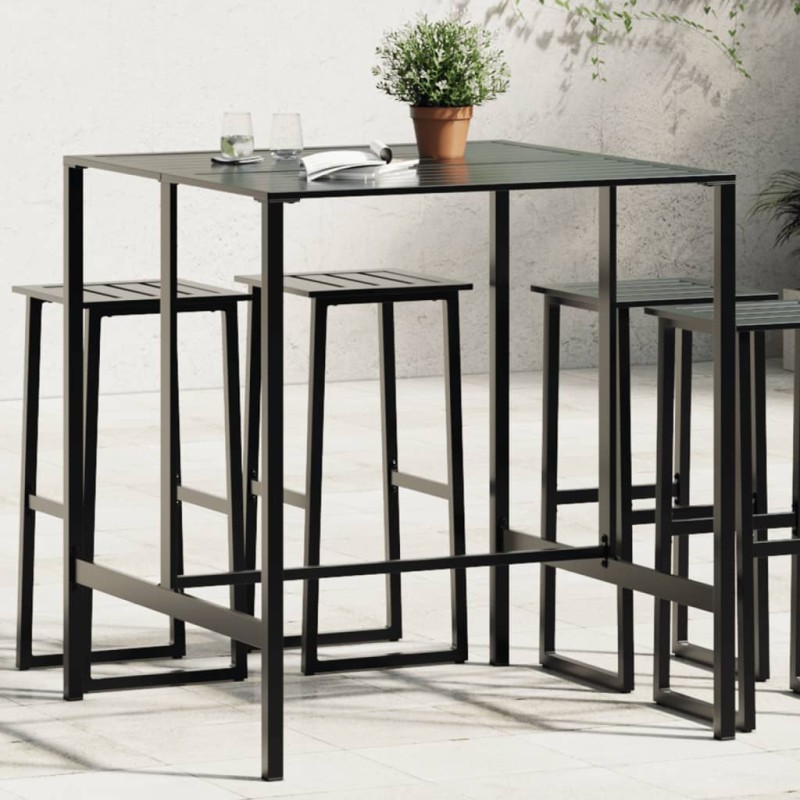 vidaXL Τραπέζι Μπαρ Μαύρο 100x100x110 εκ. Ατσάλι με Ηλ. Βαφή Πούδρας