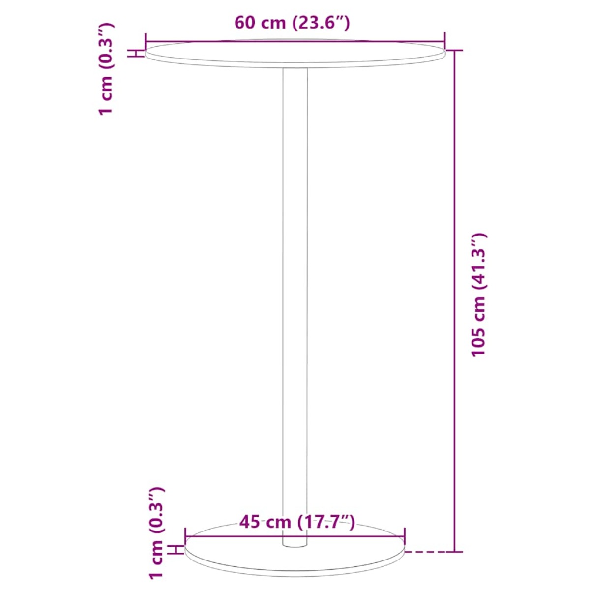vidaXL Τραπέζι Κήπου Στρογγυλό Μαύρο Ø60x105 εκ. Ατσάλινο