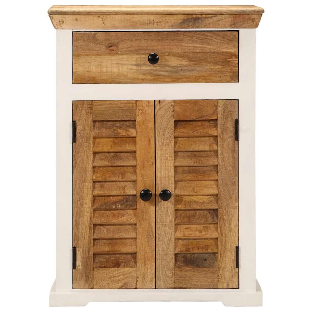 vidaXL Ντουλάπι Λευκό και Καφέ 55x30x73 εκ. Μασίφ Ακατεργ. Ξύλο Μάνγκο