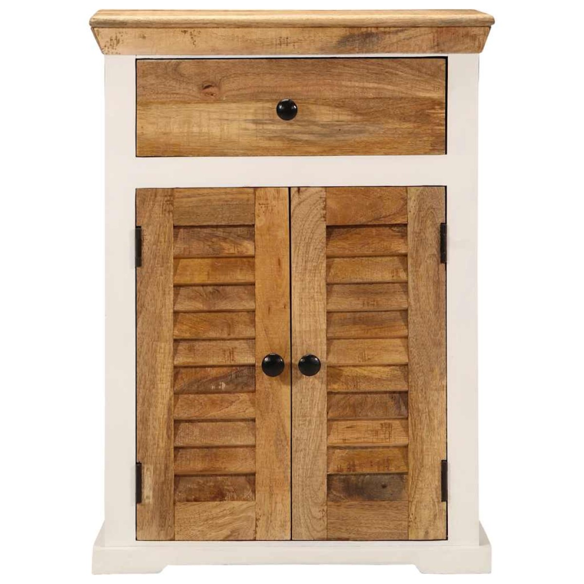 vidaXL Ντουλάπι Λευκό και Καφέ 55x30x73 εκ. Μασίφ Ακατεργ. Ξύλο Μάνγκο