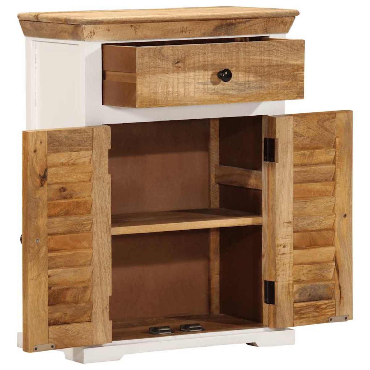 vidaXL Ντουλάπι Λευκό και Καφέ 55x30x73 εκ. Μασίφ Ακατεργ. Ξύλο Μάνγκο