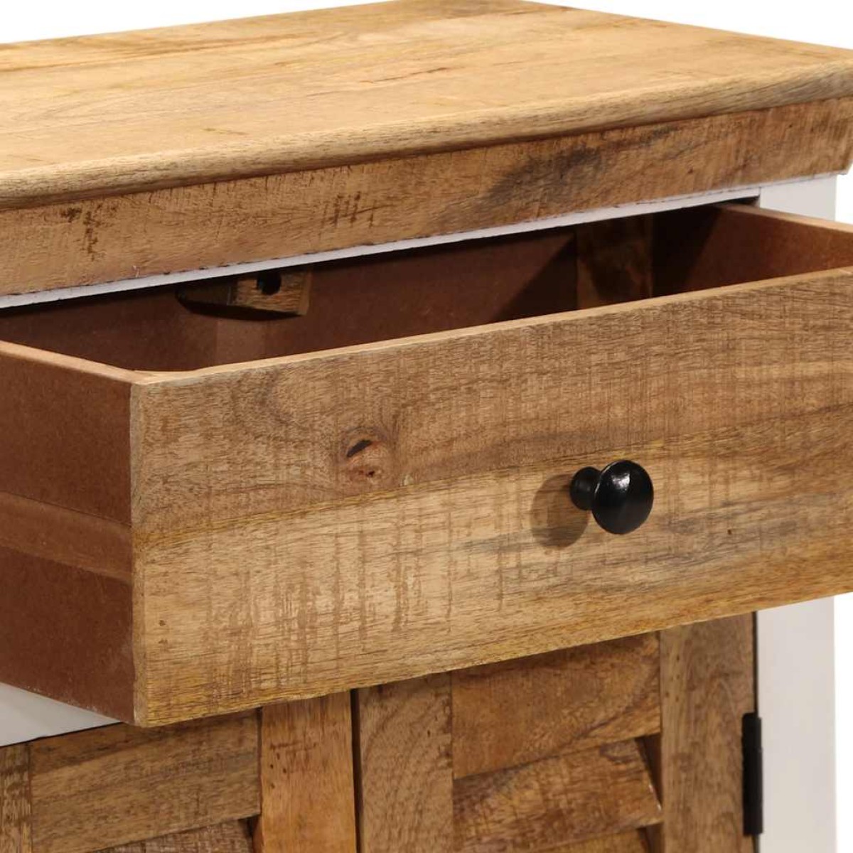vidaXL Ντουλάπι Λευκό και Καφέ 55x30x73 εκ. Μασίφ Ακατεργ. Ξύλο Μάνγκο