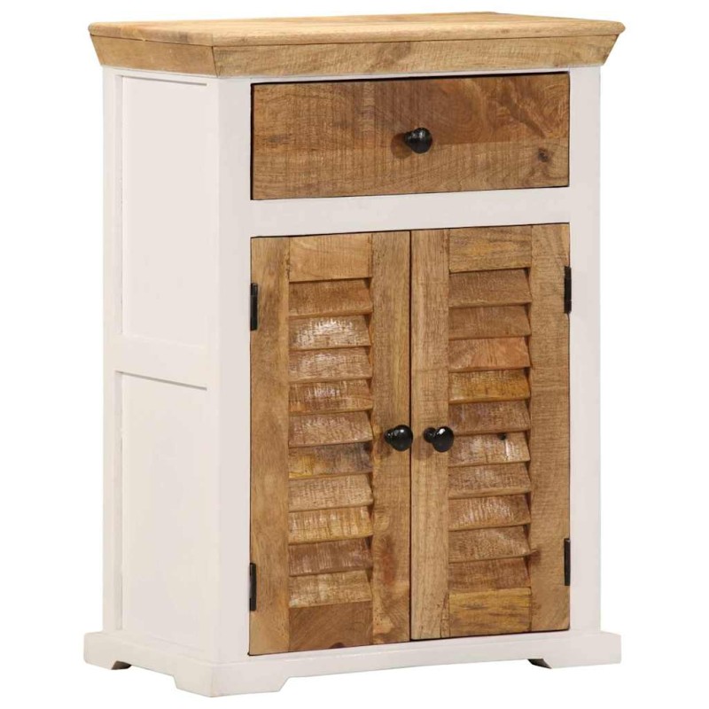 vidaXL Ντουλάπι Λευκό και Καφέ 55x30x73 εκ. Μασίφ Ακατεργ. Ξύλο Μάνγκο