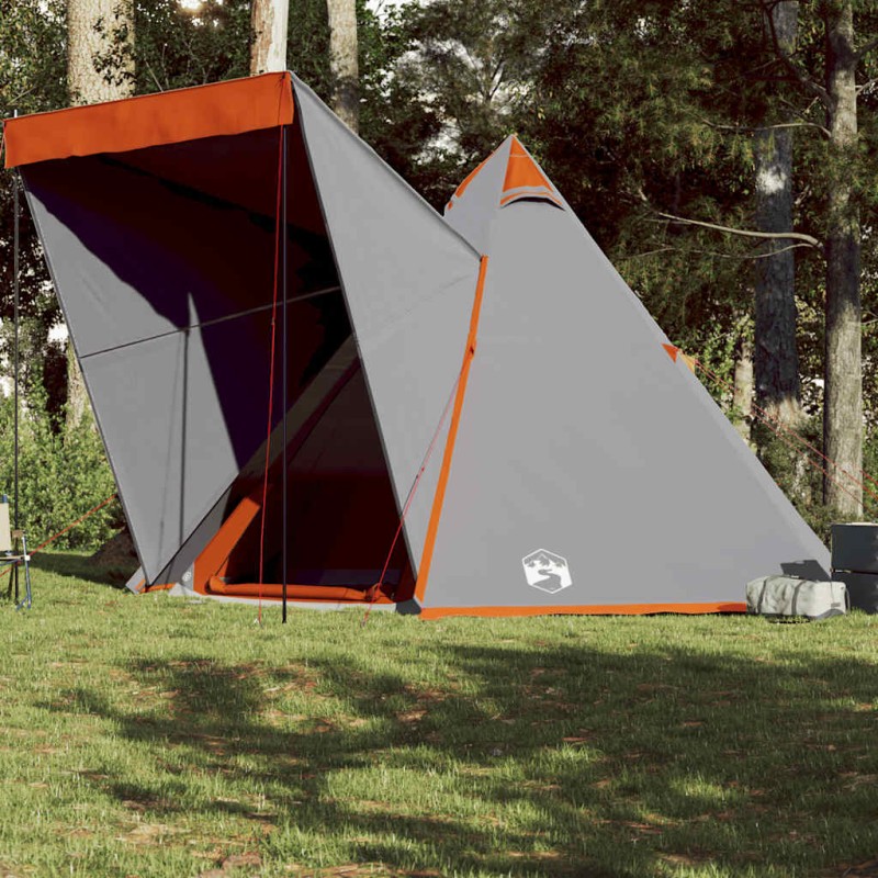 vidaXL Σκηνή Οικογενειακή Tipi 6 Ατόμων Αδιάβροχη Γκρι/Πορτοκαλί