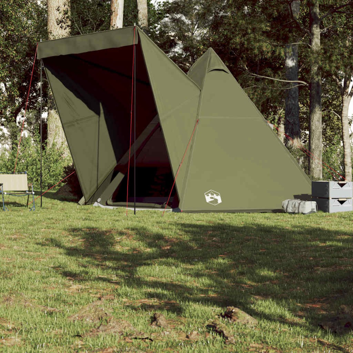 vidaXL Σκηνή Οικογενειακή Tipi 6 Ατόμων Αδιάβροχη Πράσινη Λαδί