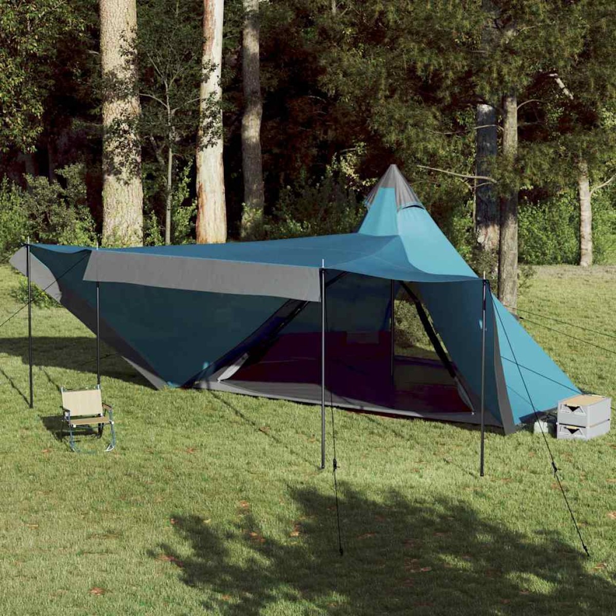 vidaXL Σκηνή Οικογενειακή Tipi 8 Ατόμων Αδιάβροχη Μπλε
