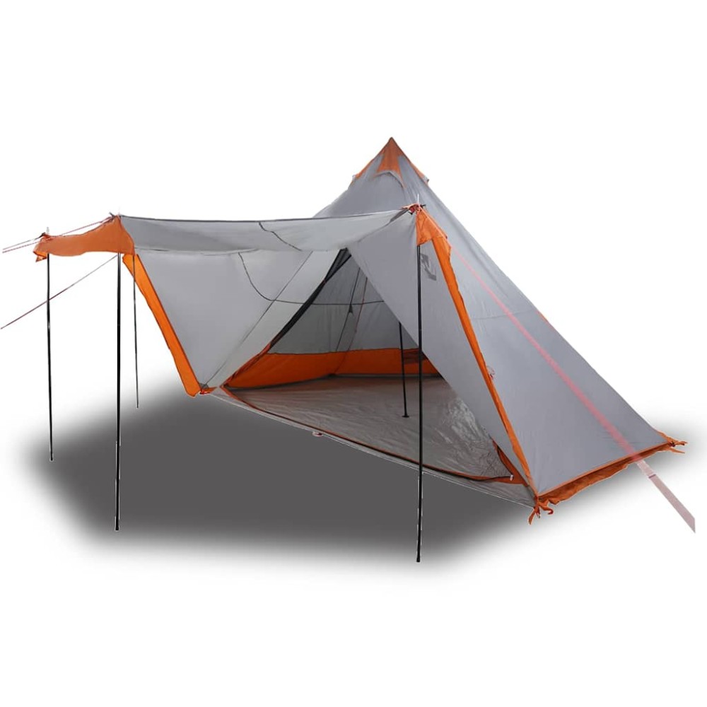 vidaXL Σκηνή Οικογενειακή Tipi 8 Ατόμων Αδιάβροχη Γκρι/Πορτοκαλί