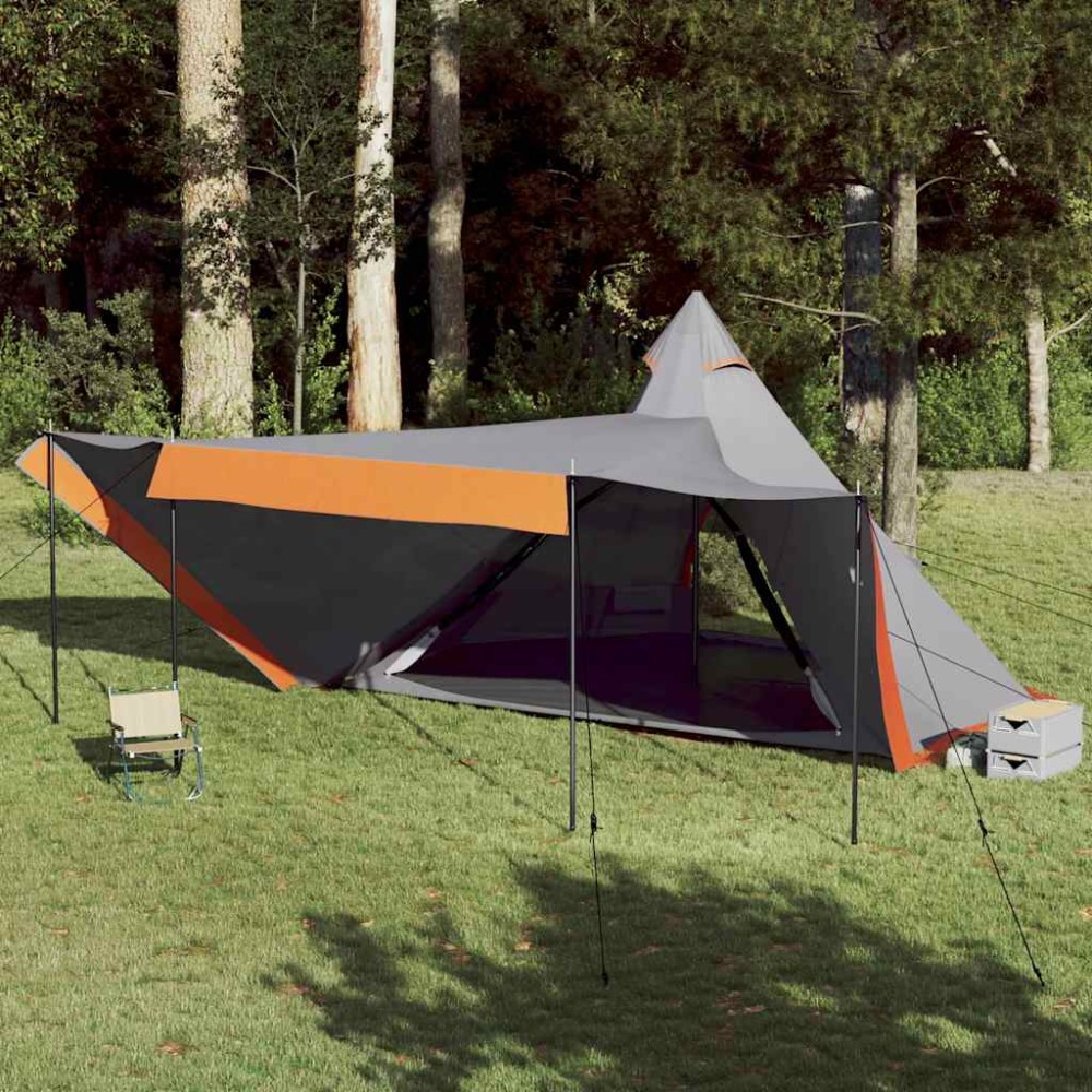 vidaXL Σκηνή Οικογενειακή Tipi 8 Ατόμων Αδιάβροχη Γκρι/Πορτοκαλί
