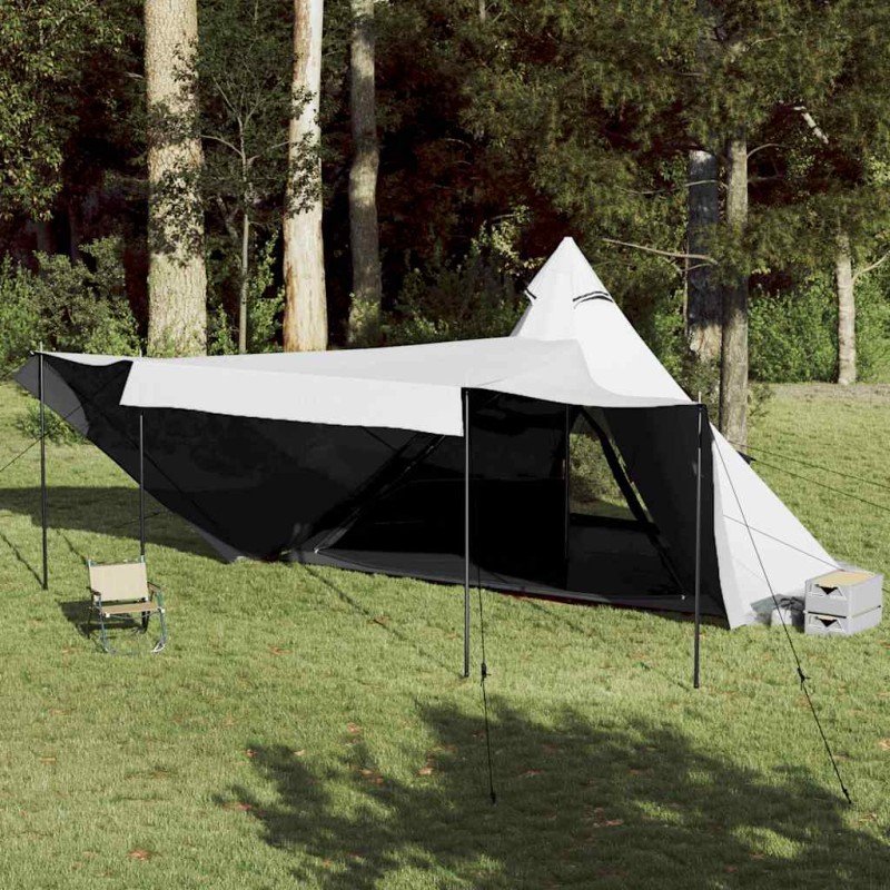 vidaXL Σκηνή Οικογενειακή Tipi 8 Ατ. Αδιάβροχη Λευκή Ύφασμα Συσκότισης