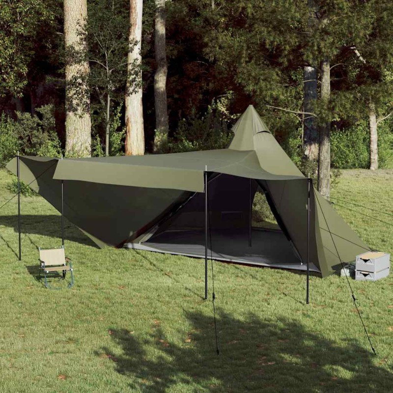 vidaXL Σκηνή Οικογενειακή Tipi 8 Ατόμων Αδιάβροχη Πράσινη Λαδί