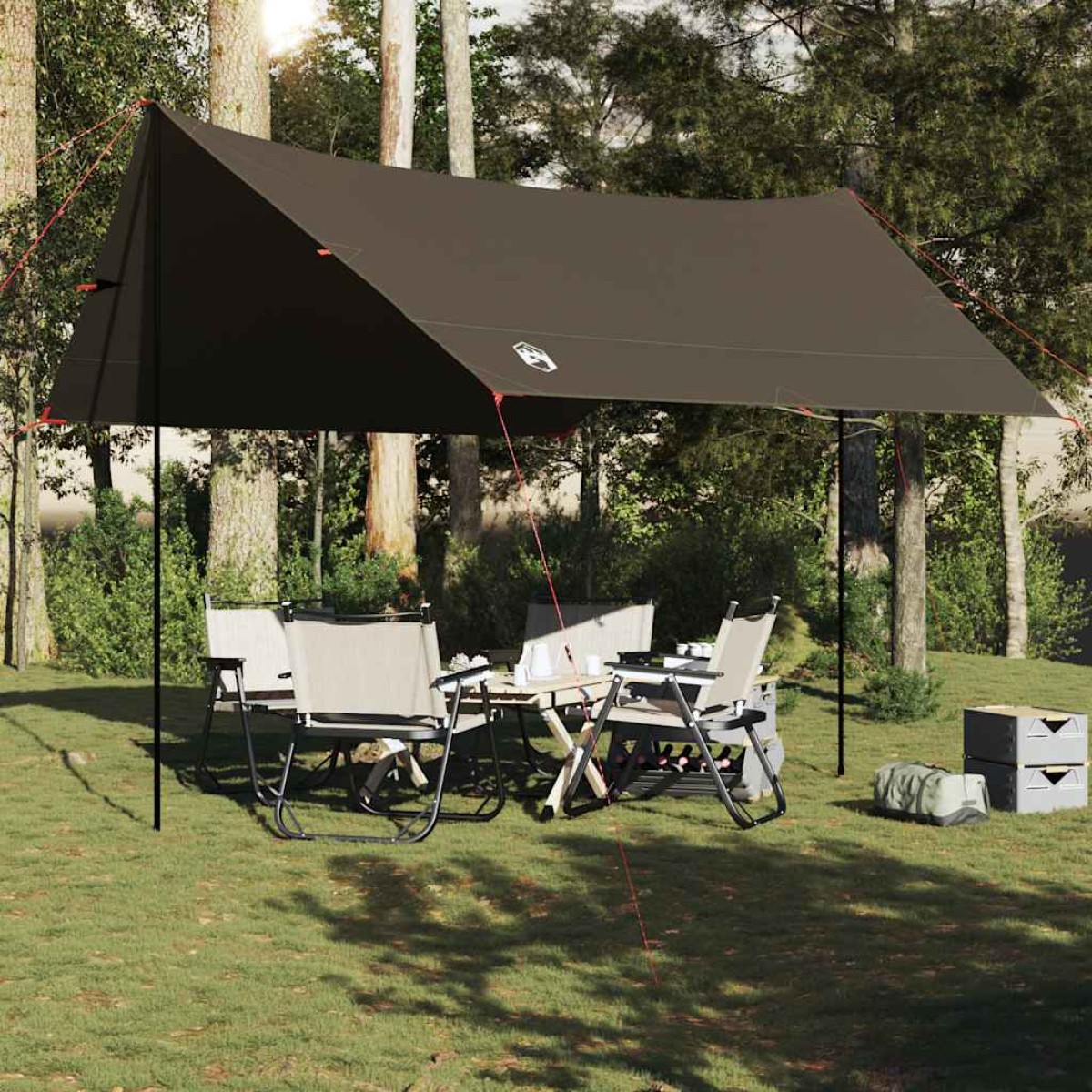 vidaXL Μουσαμάς Κάμπινγκ Αδιάβροχος Καφέ 438x376x212 εκ.