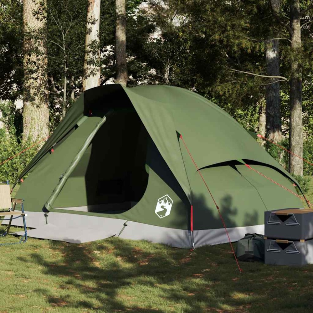 vidaXL Σκηνή Κάμπινγκ με Θόλο 4 Ατόμων Αδιάβροχη Πράσινη Λαδί