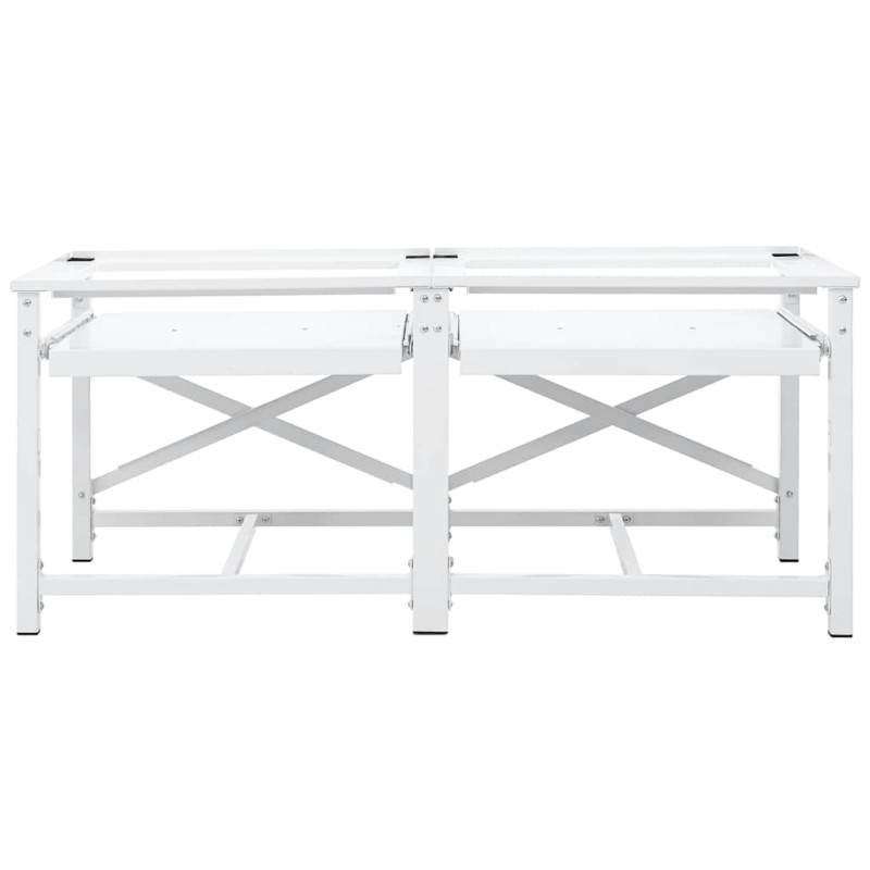 vidaXL Διπλό βάθρο πλυντηρίου ρούχων με πτυσσόμενα ράφια Λευκό