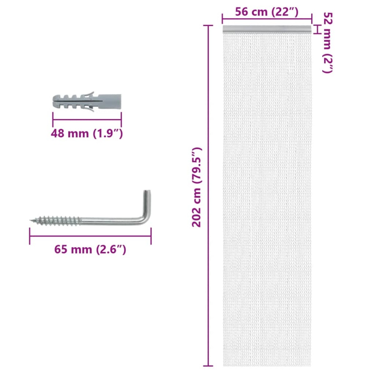 vidaXL Σήτα Πόρτας Αλυσιδωτή 56x202 εκ. από Αλουμίνιο