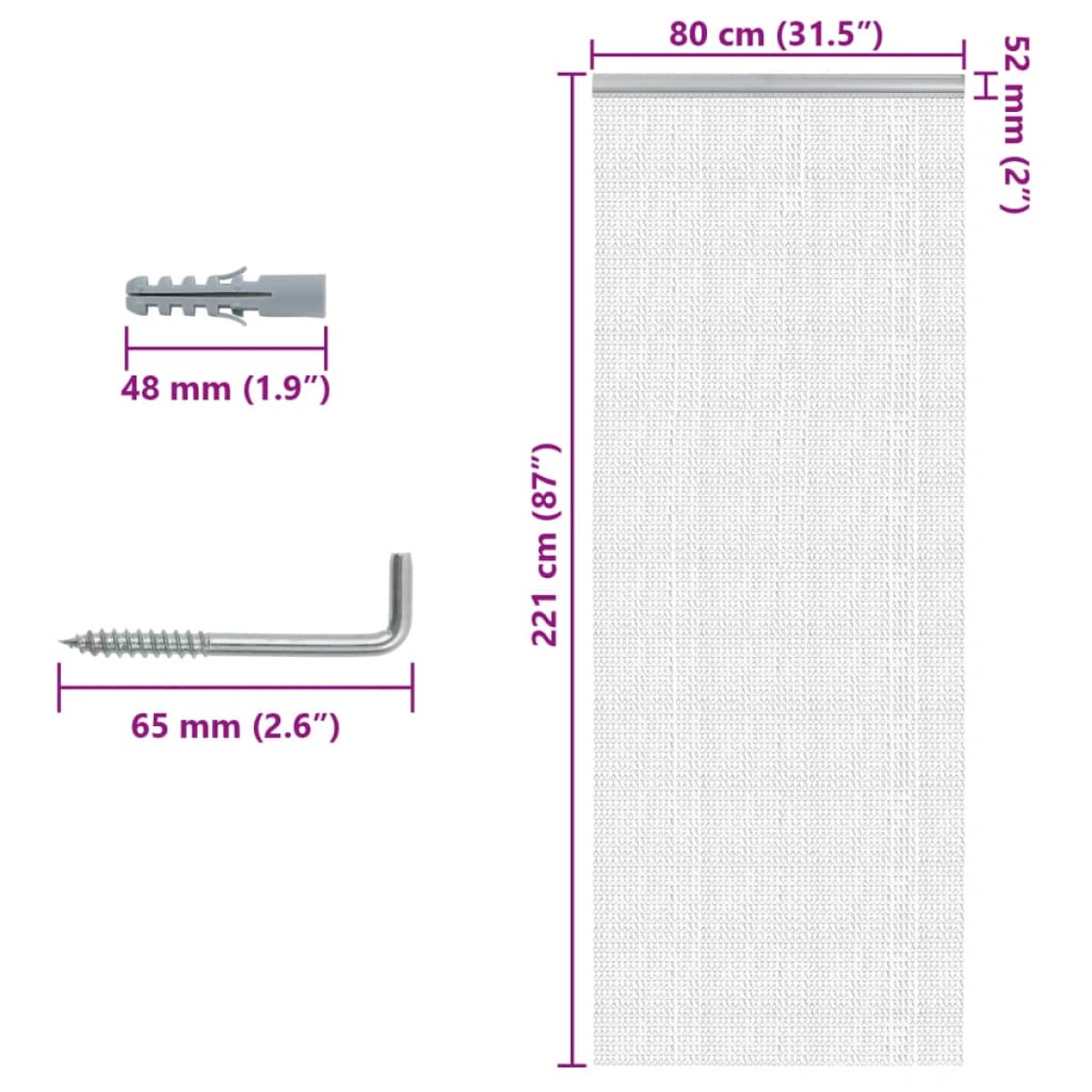 vidaXL Σήτα Πόρτας Αλυσιδωτή 80x221 εκ. από Αλουμίνιο