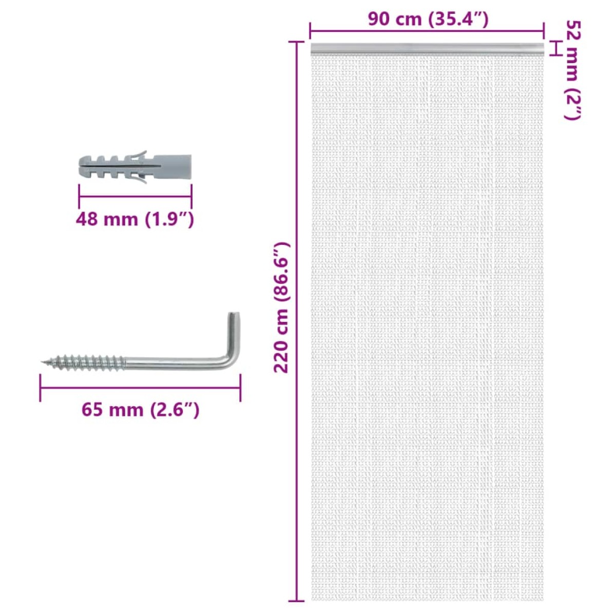 vidaXL Σήτα Πόρτας Αλυσιδωτή 90x220 εκ. από Αλουμίνιο