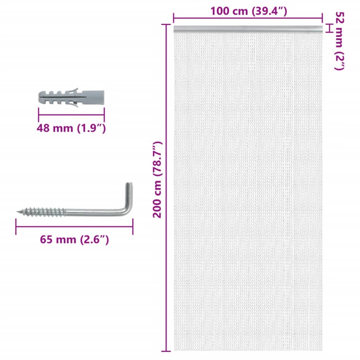 vidaXL Σήτα Πόρτας Αλυσιδωτή 100x200 εκ. από Αλουμίνιο