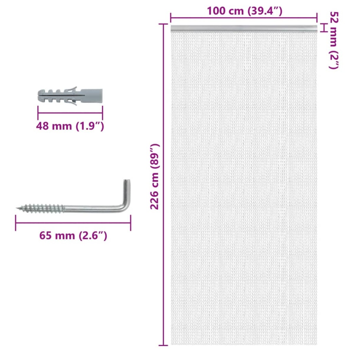 vidaXL Σήτα Πόρτας Αλυσιδωτή 100x226 εκ. από Αλουμίνιο