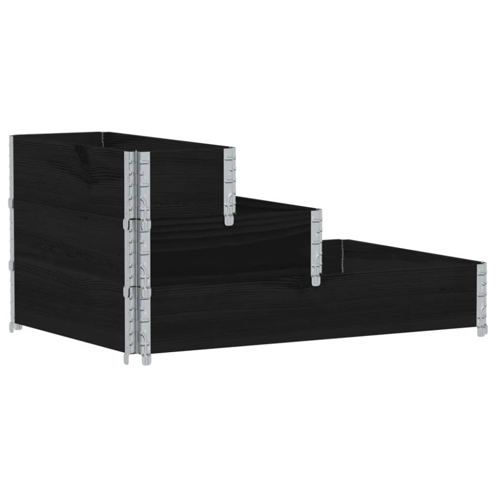 vidaXL Ζαρντινιέρα Υπερ. 3 Επιπέδων Μαύρη 120x80 εκ. Μασίφ Ξύλο Πεύκου