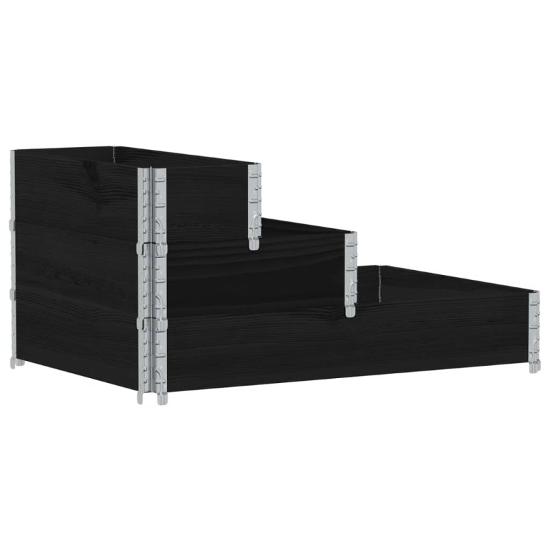 vidaXL Ζαρντινιέρα Υπερ. 3 Επιπέδων Μαύρη 120x80 εκ. Μασίφ Ξύλο Πεύκου
