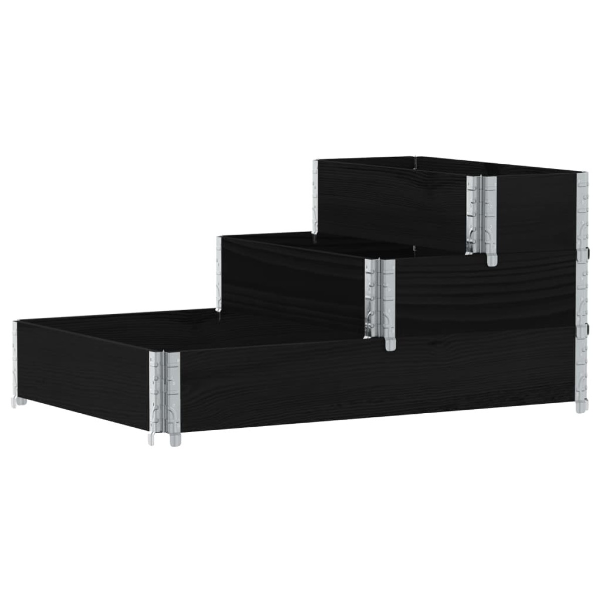vidaXL Ζαρντινιέρα Υπερ. 3 Επιπέδων Μαύρη 120x80 εκ. Μασίφ Ξύλο Πεύκου