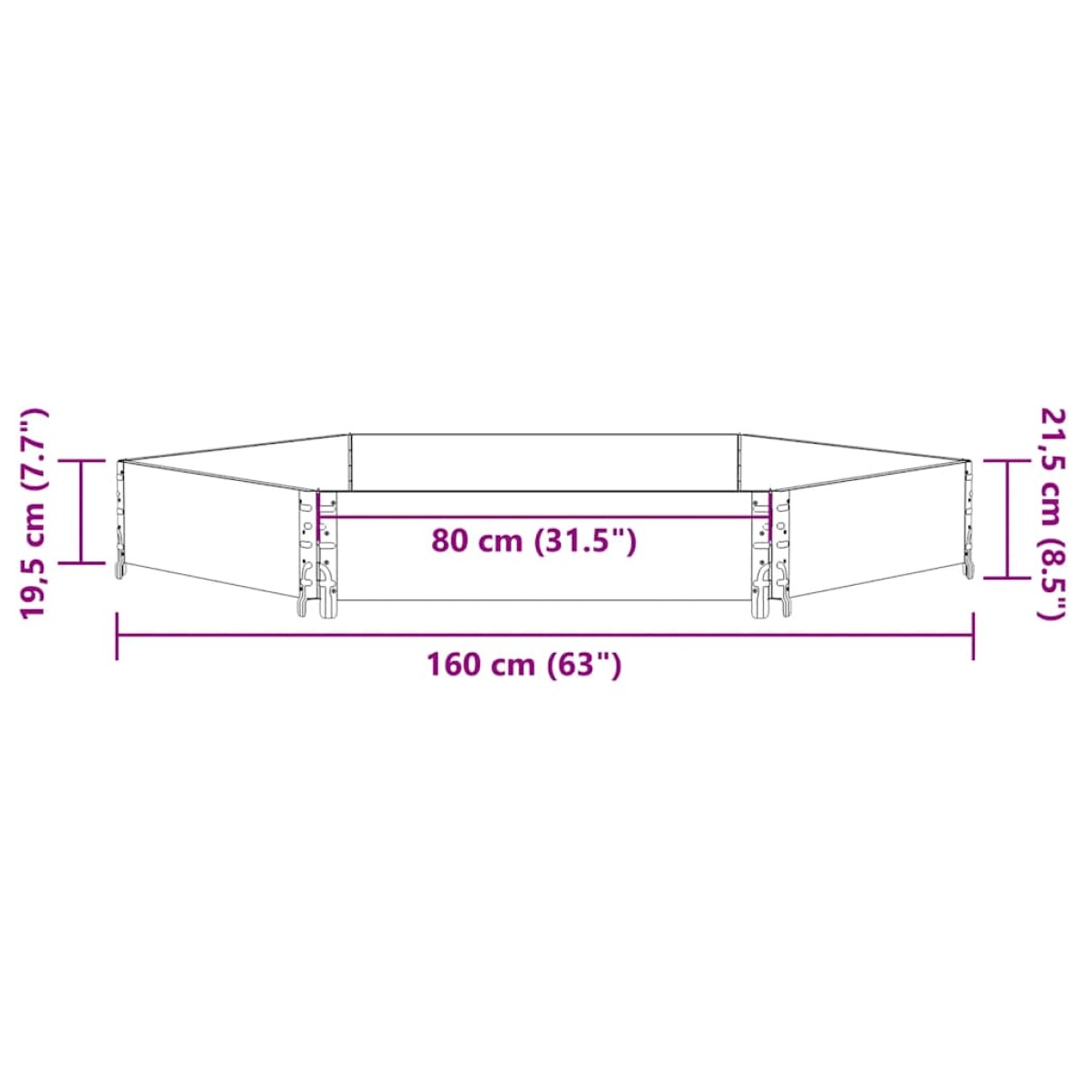 vidaXL Ζαρντινιέρα Εξάγωνη 160x160 εκ. από Μασίφ Ξύλο Πεύκου