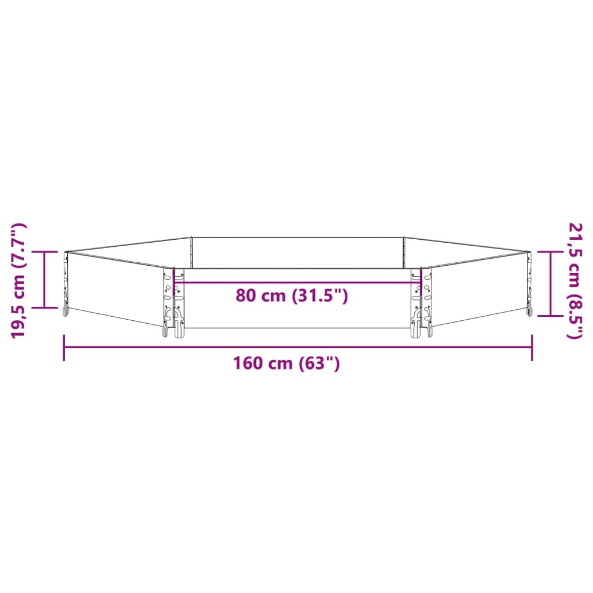 vidaXL Ζαρντινιέρα Εξάγωνη Μαύρη 160x160 εκ. από Μασίφ Ξύλο Πεύκου