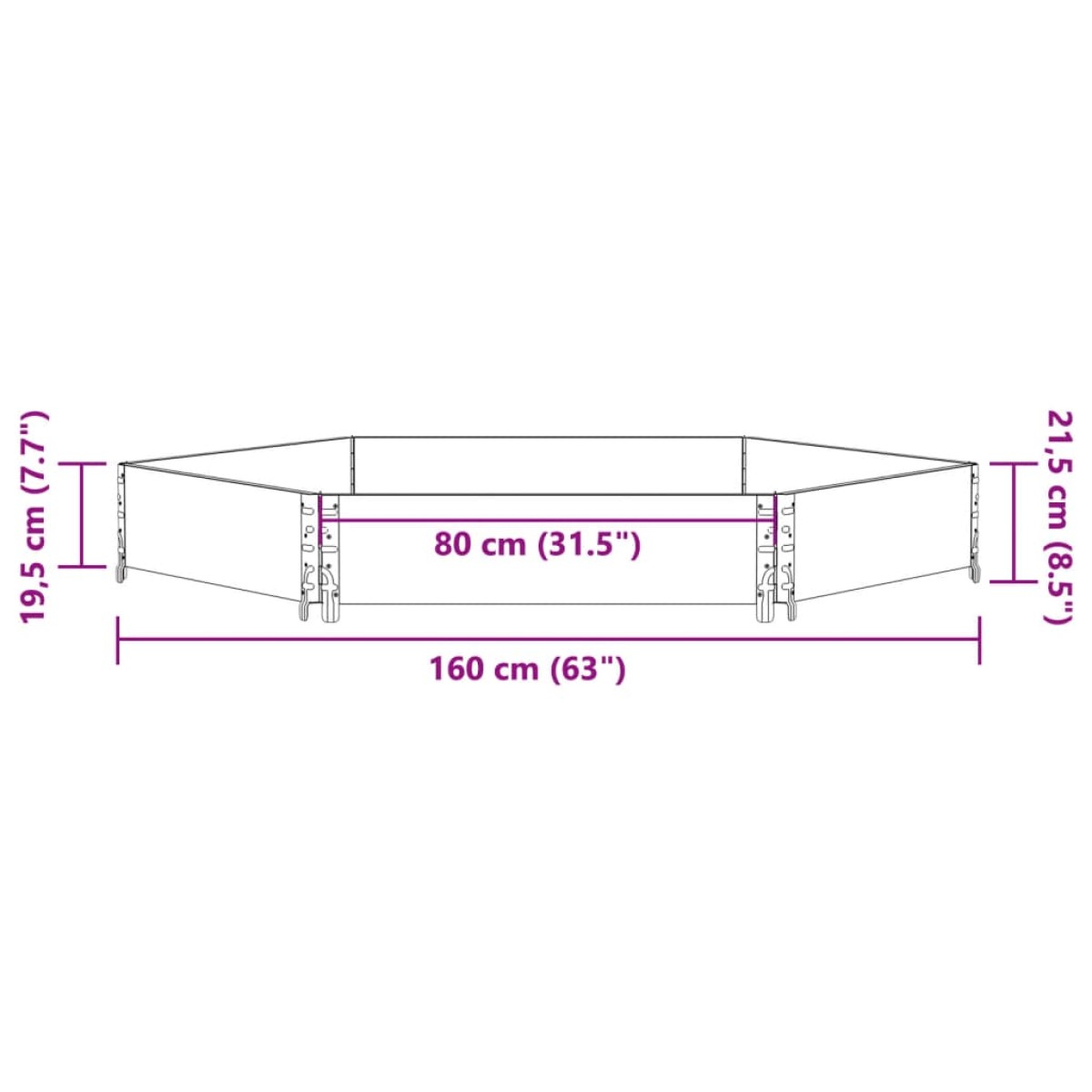 vidaXL Ζαρντινιέρα Εξάγωνη Γκρι 160x160 εκ. από Μασίφ Ξύλο Πεύκου