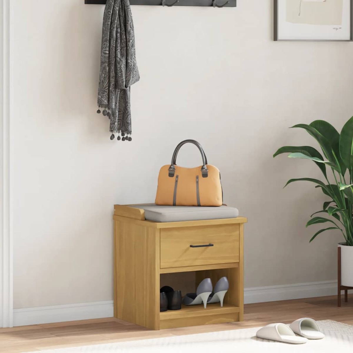 vidaXL Πάγκος διαδρόμου "SANDNES" 45x40x50 εκ.Πεύκο μασίφ ξύλο