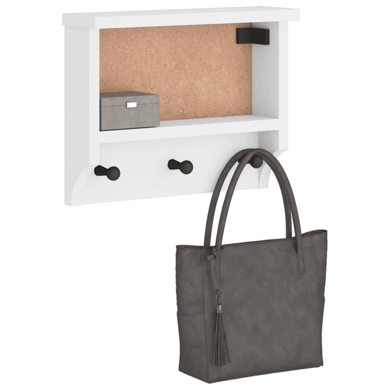 vidaXL Επίτοιχη κρεμάστρα παλτών SANDNES Λευκό 45x12x35 εκ. Πεύκο ξύλο