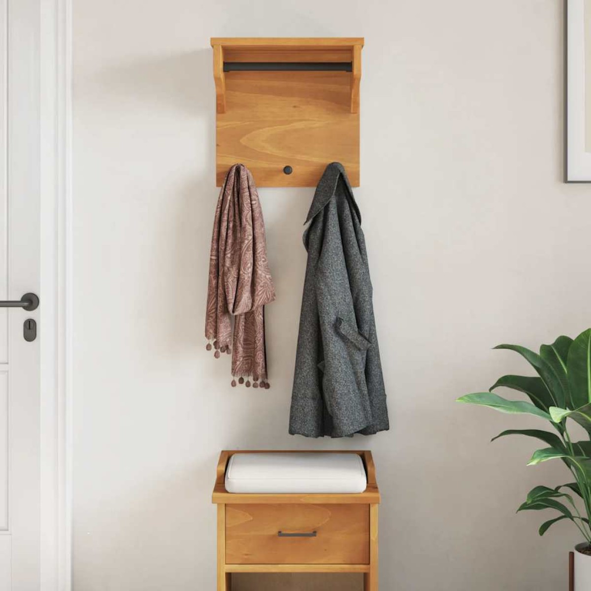 vidaXL Επίτοιχη κρεμάστρα παλτών SANDNES 43x30x42 εκ. Πεύκο μασίφ ξύλο