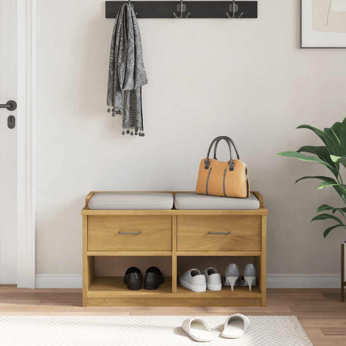 vidaXL Πάγκος διαδρόμου "SANDNES" 87x40x50 εκ. Πεύκο μασίφ ξύλο