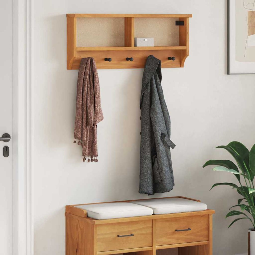 vidaXL Επίτοιχη κρεμάστρα παλτών SANDNES 87x12x35 εκ. Πεύκο μασίφ ξύλο
