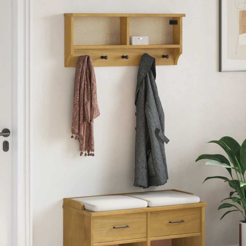 vidaXL Επίτοιχη κρεμάστρα παλτών SANDNES 87x12x35 εκ. Πεύκο μασίφ ξύλο