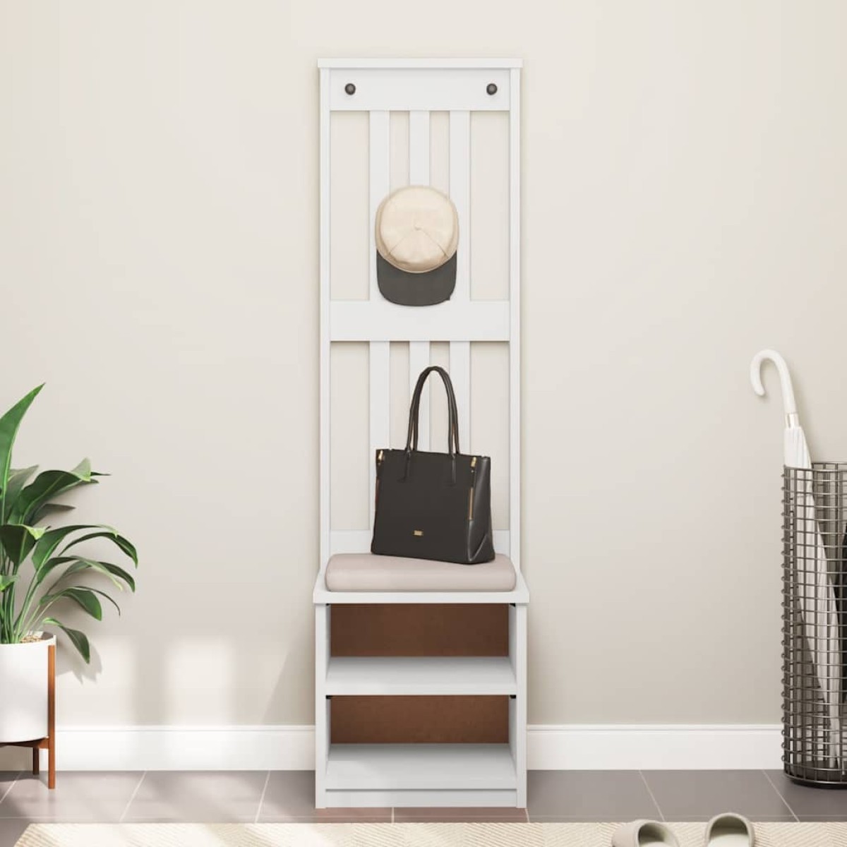 vidaXL Δέντρο χωλ SANDNES Λευκό 45x40x159,5 εκ. Πεύκο μασίφ ξύλο