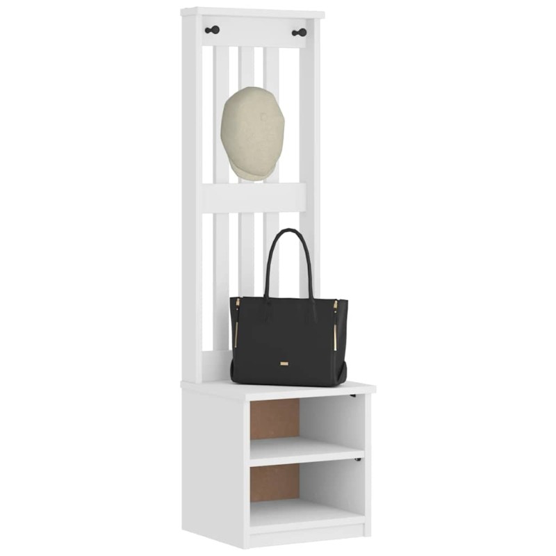 vidaXL Δέντρο χωλ SANDNES Λευκό 45x40x159,5 εκ. Πεύκο μασίφ ξύλο