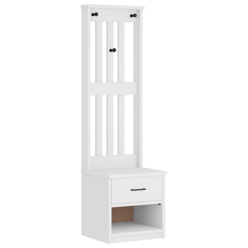 vidaXL Δέντρο χωλ SANDNES Λευκό 45x40x159,5 εκ. Πεύκο μασίφ ξύλο
