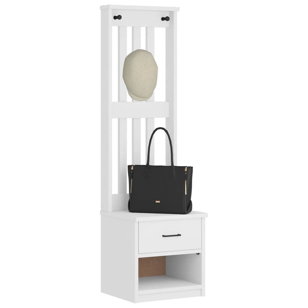 vidaXL Δέντρο χωλ SANDNES Λευκό 45x40x159,5 εκ. Πεύκο μασίφ ξύλο