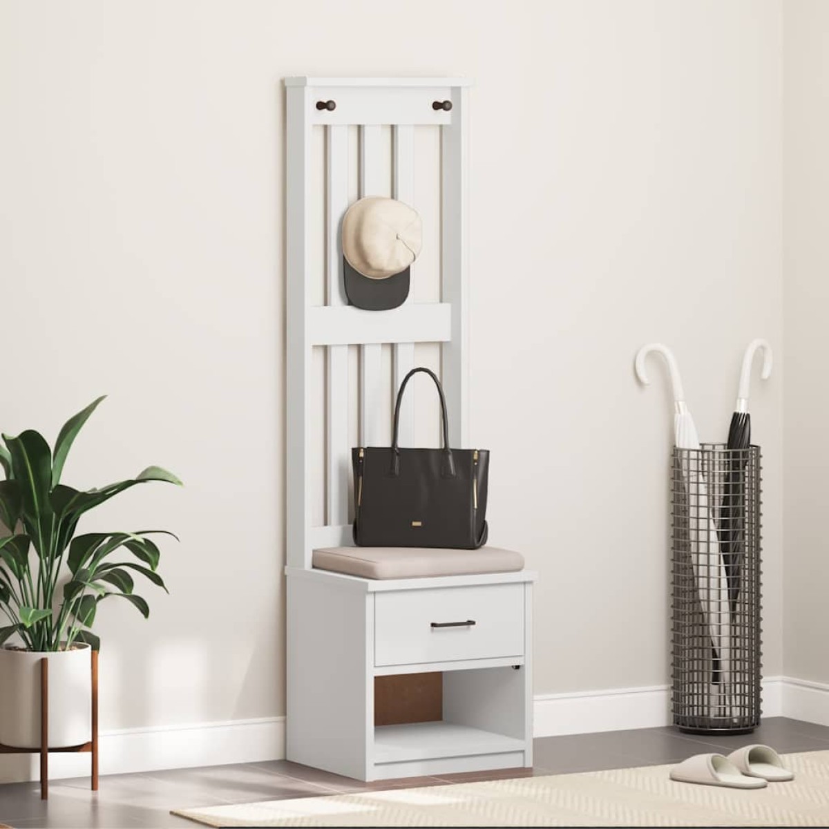 vidaXL Δέντρο χωλ SANDNES Λευκό 45x40x159,5 εκ. Πεύκο μασίφ ξύλο