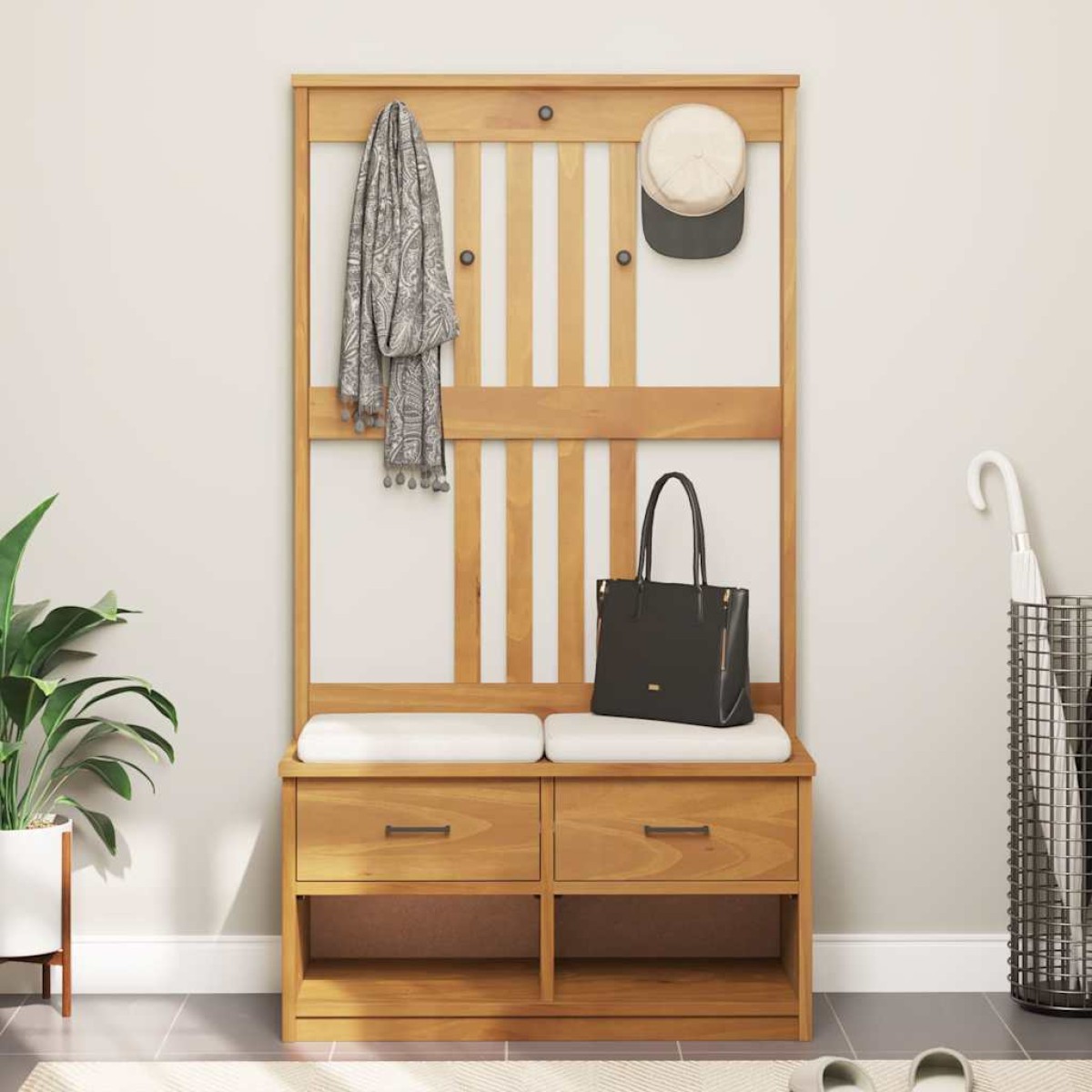 vidaXL Δέντρο χωλ "SANDNES" 87x40x159,5 εκ. Πεύκο μασίφ ξύλο