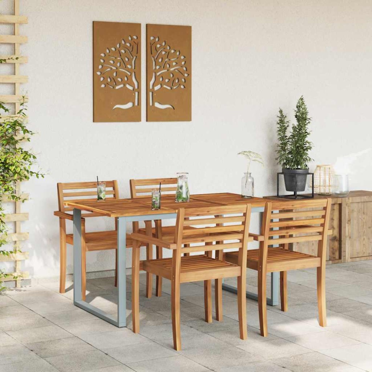 vidaXL Τραπέζι Κήπου Γκρι 140 x 80 x 75 cm Στερεό Ξύλο Ακακίας