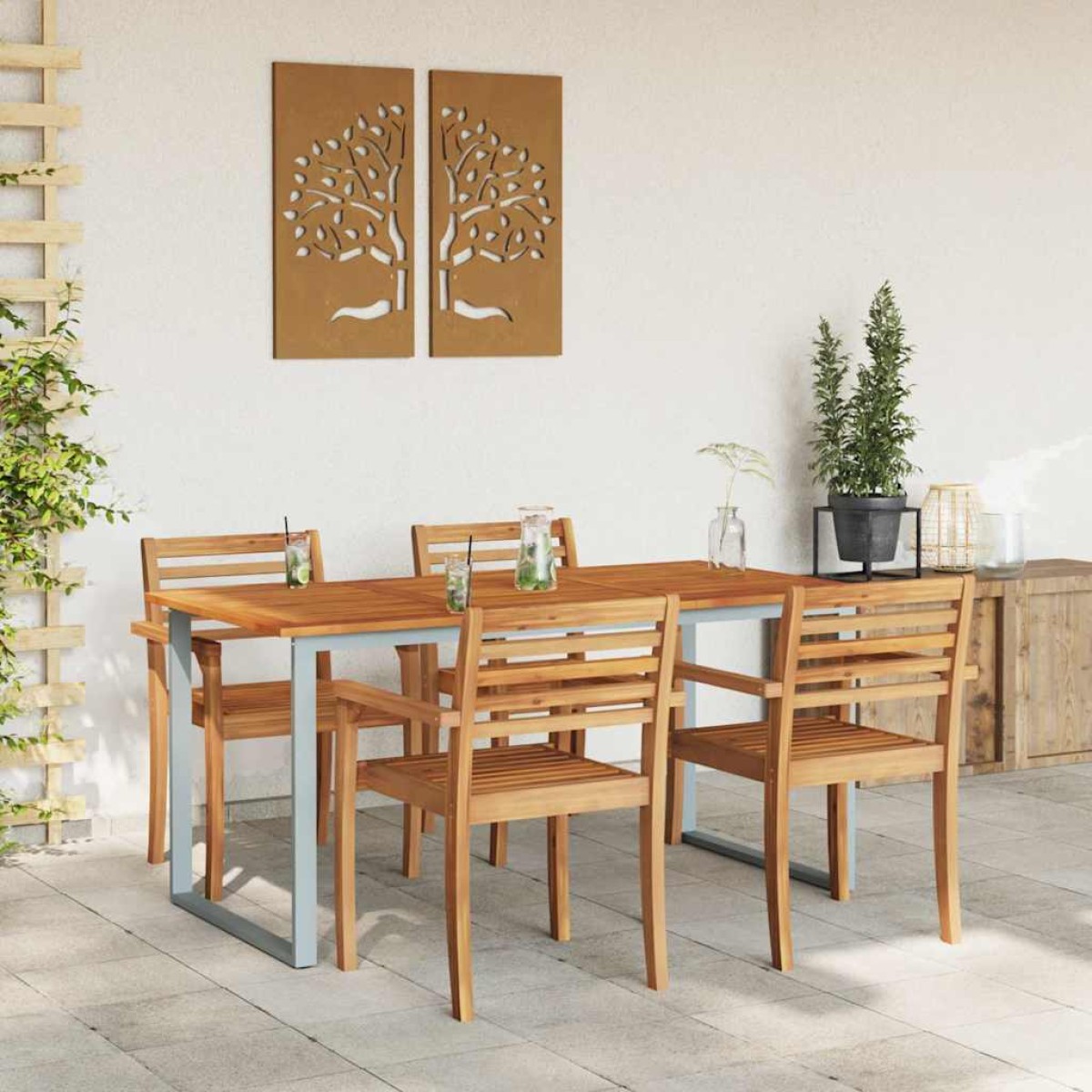 vidaXL Τραπέζι Κήπου Γκρι 160 x 80 x 75 cm Στερεό Ξύλο Ακακίας