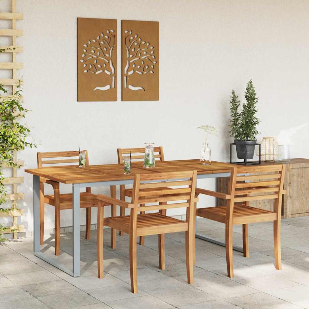 vidaXL Τραπέζι Κήπου Γκρι 180 x 90 x 75 cm Στερεό Ξύλο Ακακίας