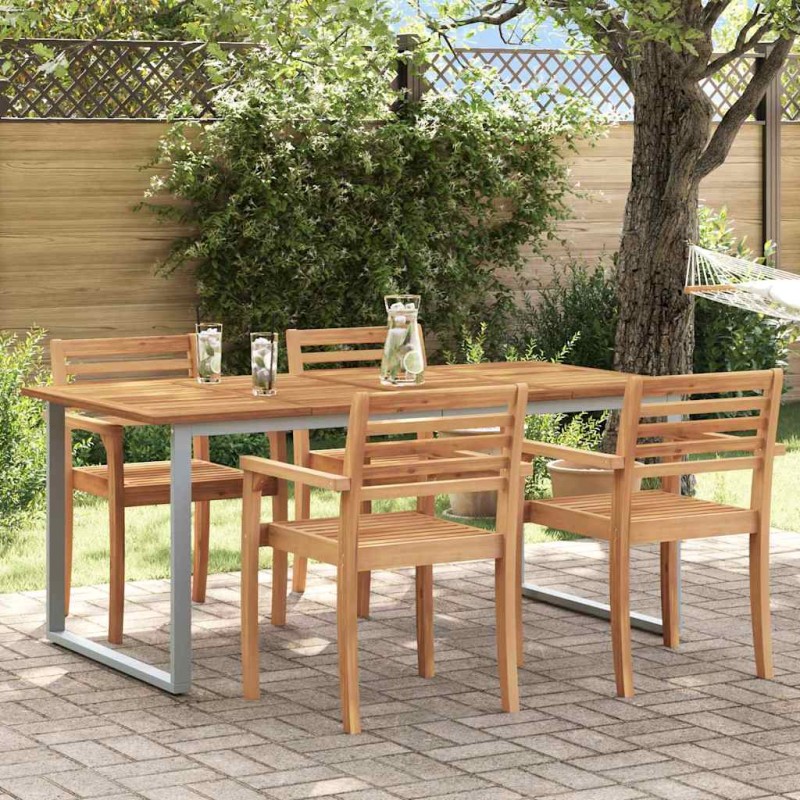 vidaXL Τραπέζι Κήπου Γκρι 180 x 90 x 75 cm Στερεό Ξύλο Ακακίας
